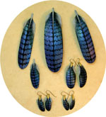 Stellers Jay Tail & Scapular Feathers made in leather.